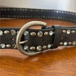 FREE PEOPLE Distressed Studded Leather Belt